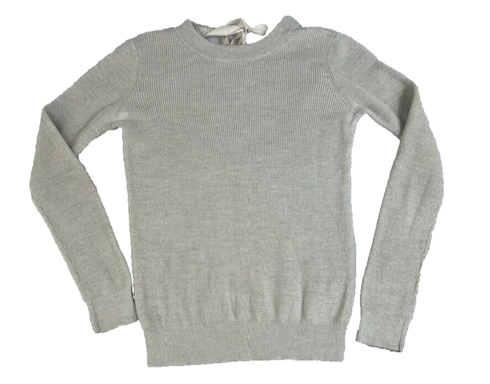 Aritzia Wilfred Sweater Women's XS Soft Gray Top Open Tie Back Wool Ribbed Knit